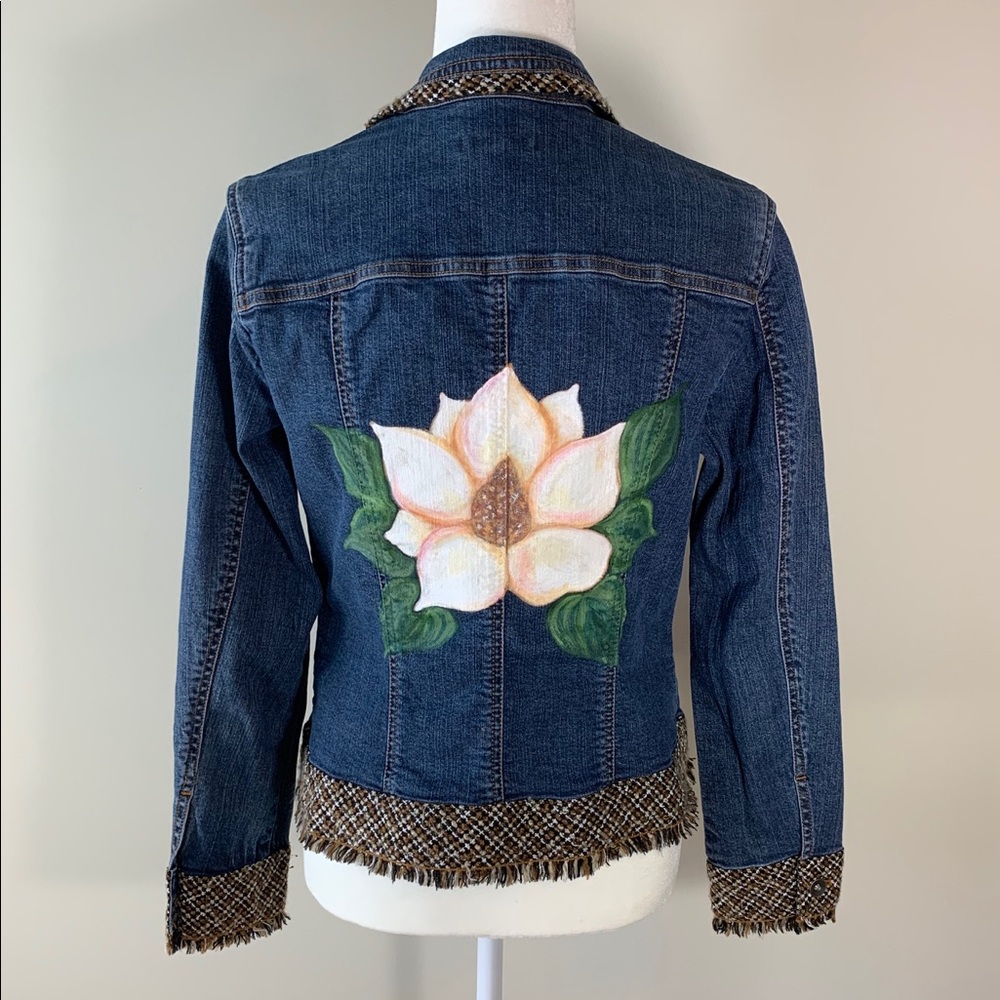 Coldwater Creek Denim Jacket with Magnolia - Picture 1 of 6